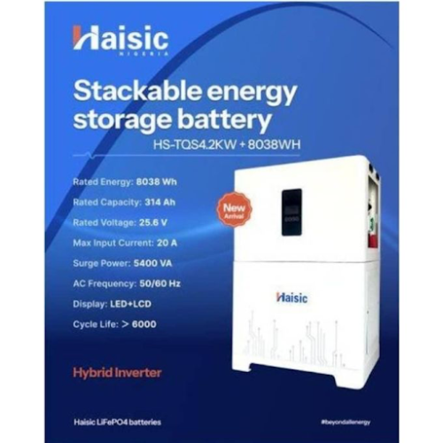 Haisic 4.2kva + 8kwh All in one Solar Generator Energy System, Expandable to 16kwh Lithium Battery